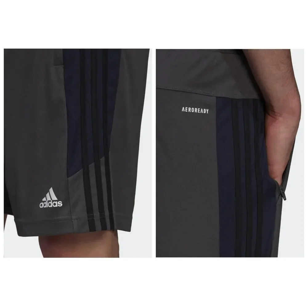 Adidas Aeroready triple stripe zip pocket athletic shorts sz S